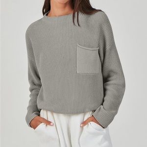 ANRABESS cropped long sleeve pocket sweater